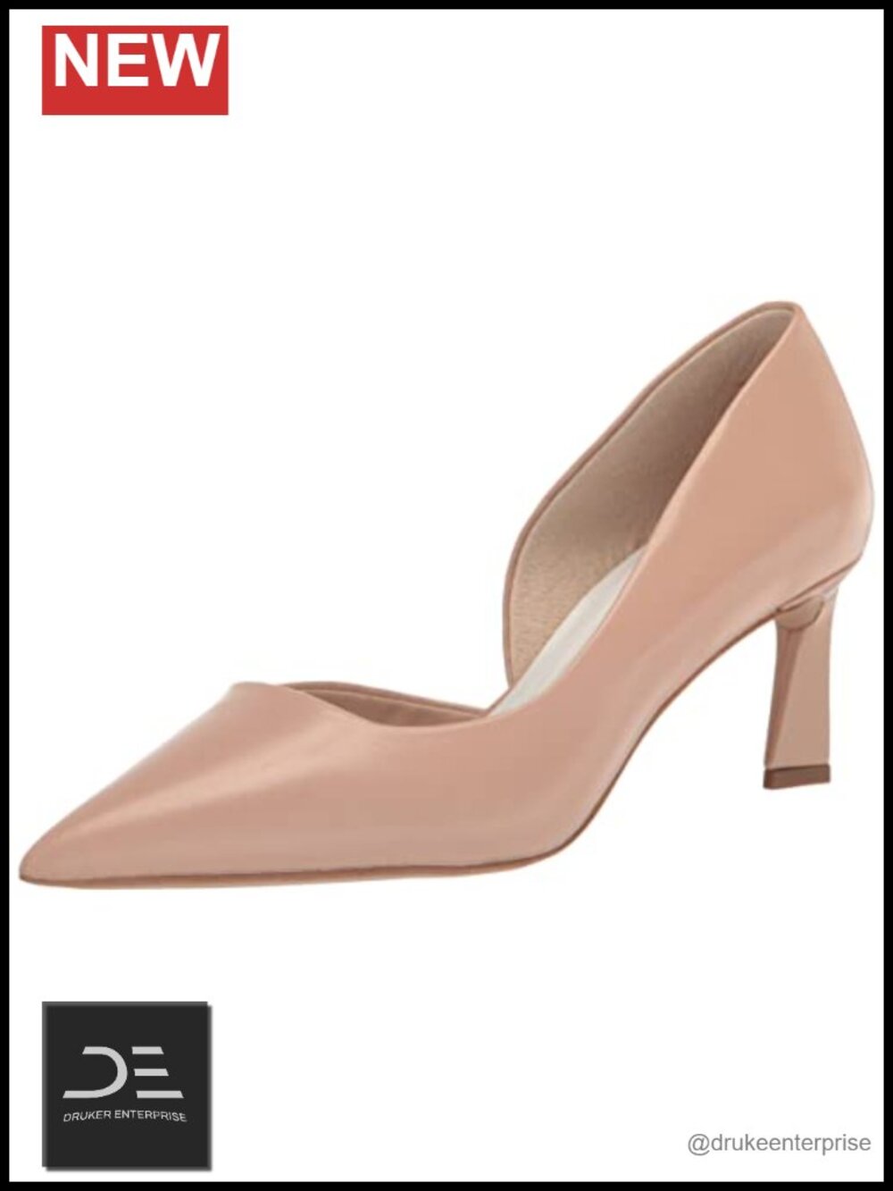 Franco Sarto Tana 2 Nappa Leather Pointed Toe D'Orsay Mid Heel Pump